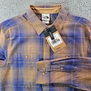 NWT The North Face Lightweight‎ Flannel Shirt Men Small Brown Purple Plaid
